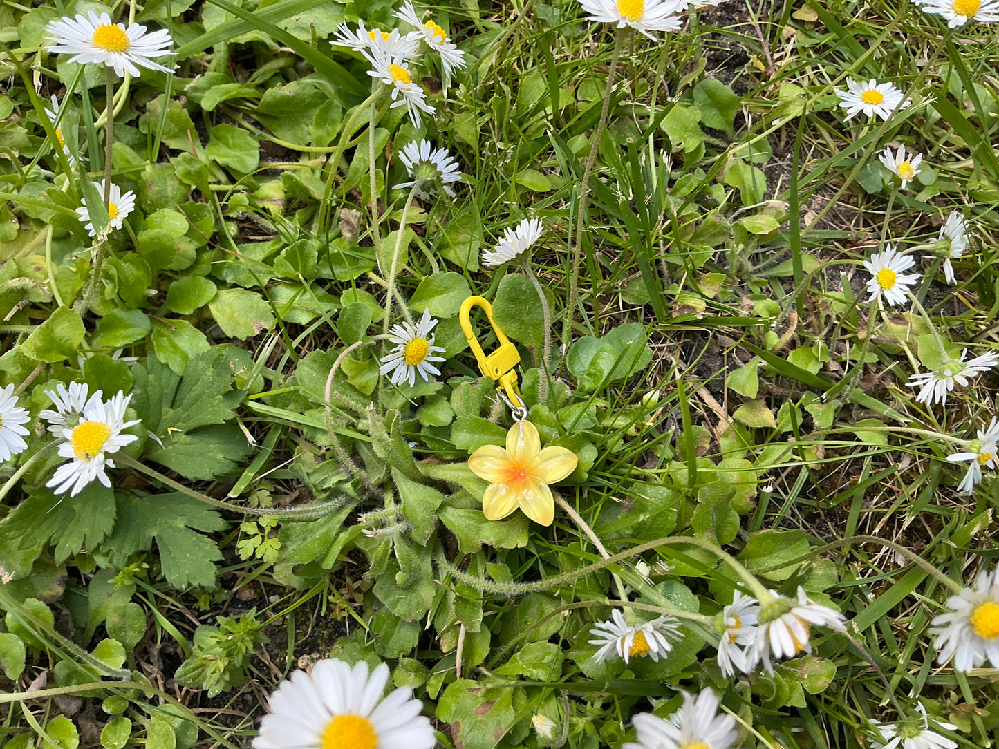 Porte clés pince fleur jaune
