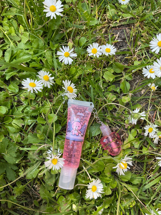 Gloss porte clés nounours rose
